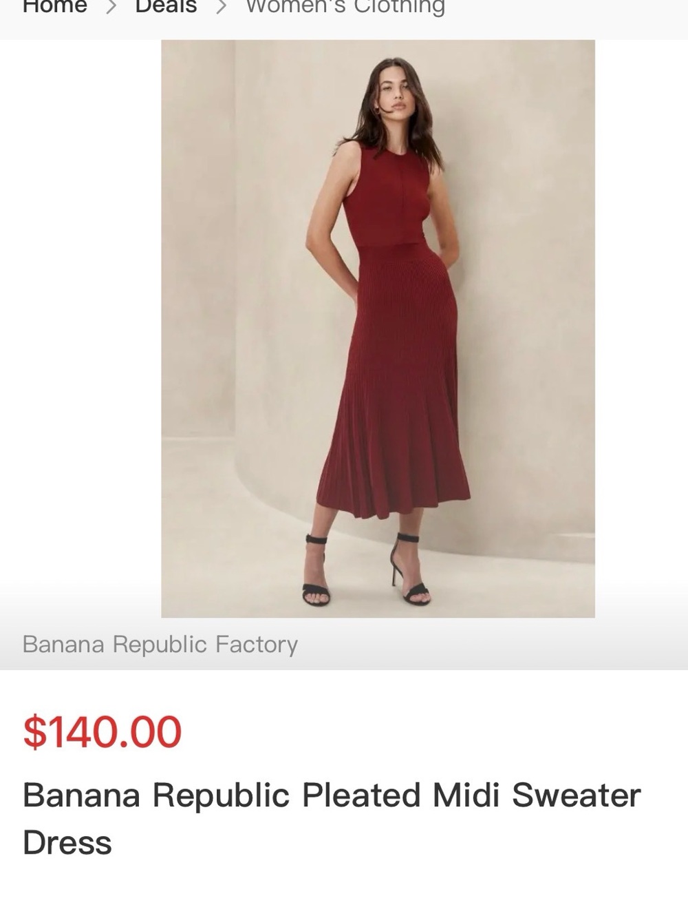 Banana Republic Pleated Midi Sweater
Dress
